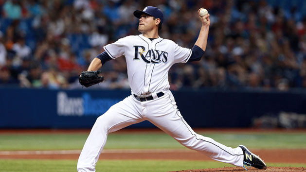 Apr 12, 2016; St. Petersburg, FL, USA; Tampa Bay Rays starting pitcher Matt Moore (55) throws a pitch during the fifth inning against the Cleveland Indians at Tropicana Field. Mandatory Credit: Kim Klement-USA TODAY Sports