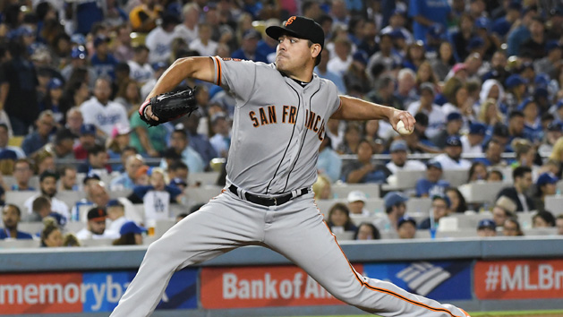 Aug 25, 2016; Los Angeles, CA, USA; San Francisco Giants starting pitcher Matt Moore (45) in the fifth inning against the Los Angeles Dodgers at Dodger Stadium. Photo Credit: Jayne Kamin-Oncea-USA TODAY Sports