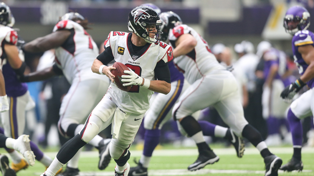 Sep 16, 2018; Atlanta, GA, USA; Atlanta Falcons quarterback Matt Ryan (2) reacts after scoring a touchdown against the Carolina Panthers during the second half at Mercedes-Benz Stadium. Photo Credit: Dale Zanine-USA TODAY Sports