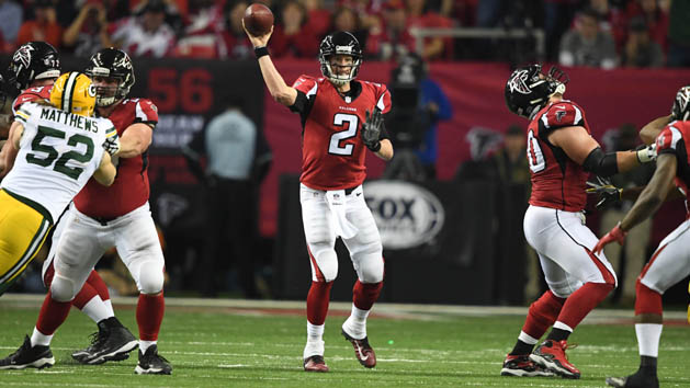 Dec 18, 2016; Atlanta, GA, USA; Atlanta Falcons quarterback Matt Ryan (2) attempts a pass in the first quarter of their game against the San Francisco 49ers at the Georgia Dome. The Falcons won 41-13. Photo Credit: Jason Getz-USA TODAY Sports
