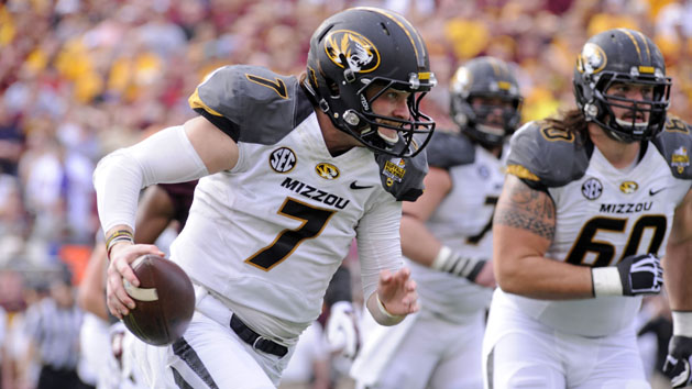Jan 1, 2015; Orlando, FL, USA; Missouri Tigers quarterback Maty Mauk (7) runs the ball as the Missouri Tigers beat the Minnesota Golden Gophers 33-17 in the 2015 Citrus Bowl at Florida Citrus Bowl. Mandatory Credit: David Manning-USA TODAY Sports