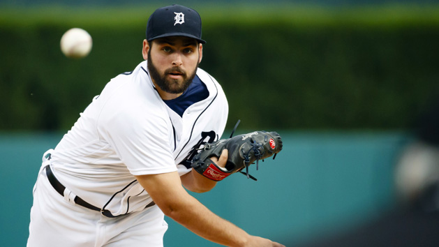 Jun 6, 2016; Detroit, MI, USA; Detroit Tigers starting pitcher Michael Fulmer (32) warms up before the first inning against the Toronto Blue Jays at Comerica Park. Photo Credit: Rick Osentoski-USA TODAY Sports