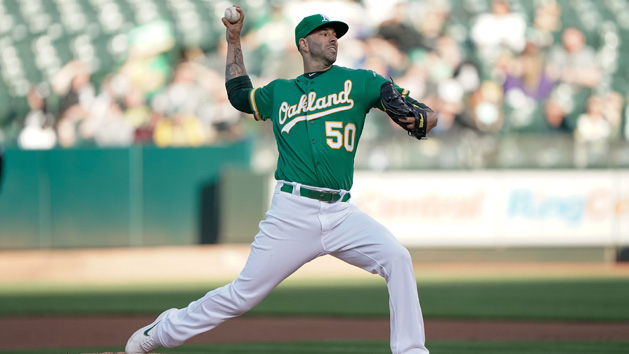 Jul 12, 2019; Oakland, CA, USA; Oakland Athletics starting pitcher Mike Fiers (50) pitches against the Chicago White Sox during the first inning at Oakland Coliseum. Photo Credit: Stan Szeto-USA TODAY Sports