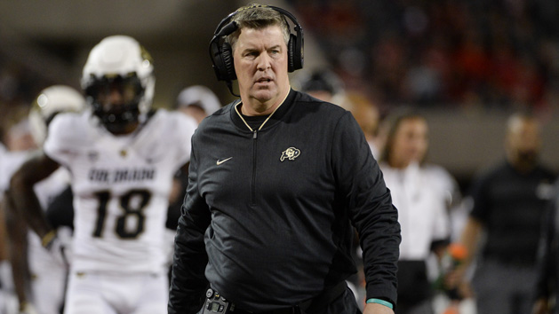 Nov 2, 2018; Tucson, AZ, USA; Colorado Buffaloes head coach Mike MacIntyre reacts during the first half against the Arizona Wildcats at Arizona Stadium. Photo Credit: Casey Sapio-USA TODAY Sports