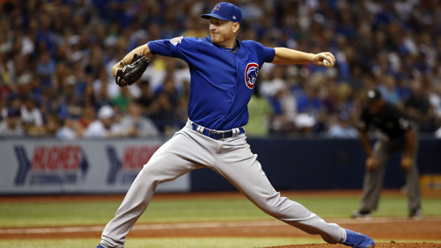 Sep 19, 2017; St. Petersburg, FL, USA; Chicago Cubs relief pitcher Mike Montgomery (38) throws a pitch during the third inning against the Tampa Bay Rays at Tropicana Field. Photo Credit: Kim Klement-USA TODAY Sports