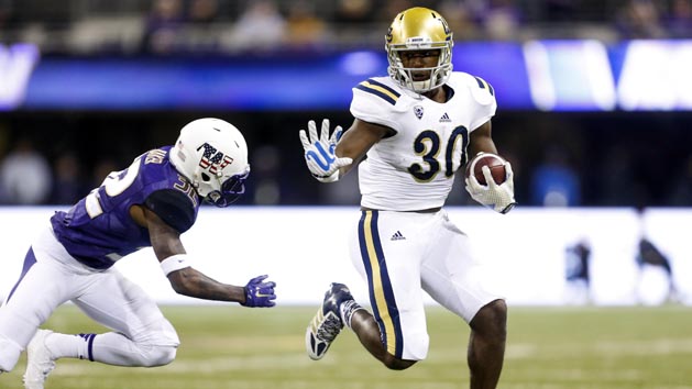 Myles Jack (30) is one heck of a runner and linebacker for UCLA. (Joe Nicholson-USA TODAY Sports)