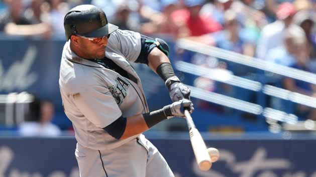 Seattle Mariners designated hitter Nelson Cruz (23) grounds out in the sixth inning to drive in a run against the Toronto Blue Jays at Rogers Centre. The Mariners won 14-5. Photo Credit: Kevin Sousa-USA TODAY Sports