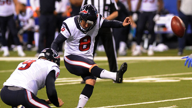 Dec 11, 2016; Indianapolis, IN, USA; Houston Texans Nick Novak (8) makes a field goal in the second half against the Indianapolis Colts at Lucas Oil Stadium. Photo Credit: Thomas J. Russo-USA TODAY Sports