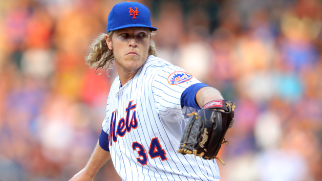 Jul 28, 2015; New York City, NY, USA; New York Mets starting pitcher Noah Syndergaard (34) pitches against the San Diego Padres during the first inning at Citi Field. Mandatory Credit: Brad Penner-USA TODAY Sports