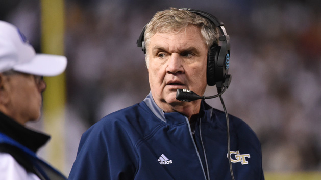 Nov 10, 2018; Atlanta, GA, USA; Georgia Tech Yellow Jackets head coach Paul Johnson on the sidelines against the Miami Hurricanes during the second half at Bobby Dodd Stadium. Photo Credit: Adam Hagy-USA TODAY Sports