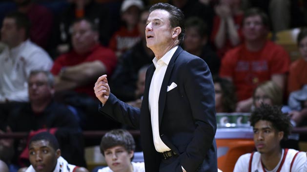Jan 27, 2016; Blacksburg, VA, USA; Louisville Cardinals head coach Rick Pitino looks on in the first half of the game against the Virginia Tech Hokies at Cassell Coliseum. Photo Credit: Michael Shroyer-USA TODAY Sports