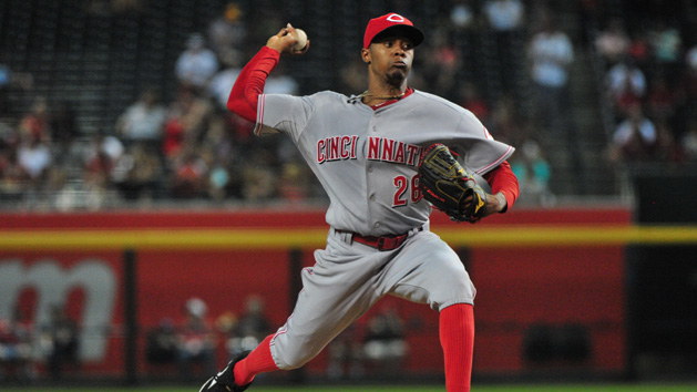 Raisel Iglesias (26) throws in the third inning against the Arizona Diamondbacks at Chase Field. (Matt Kartozian-USA TODAY Sports)