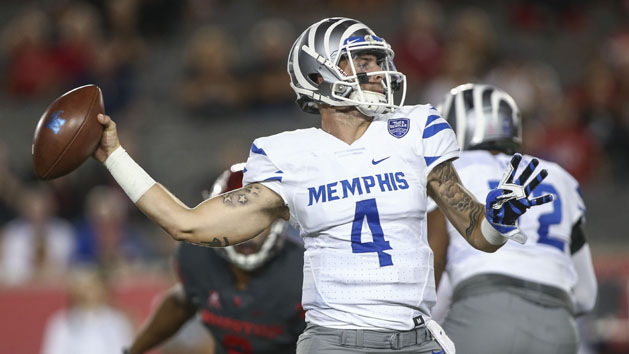 Oct 19, 2017; Houston, TX, USA; Memphis Tigers quarterback Riley Ferguson (4) throws the ball during the first quarter against the Houston Cougars at TDECU Stadium. Photo Credit: Troy Taormina-USA TODAY Sports