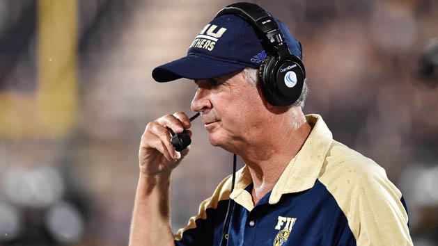 Sep 24, 2016; Miami, FL, USA; FIU Golden Panthers head coach Ron Turner looks on during the first half against UCF Knights at FIU Stadium. Photo Credit: Steve Mitchell-USA TODAY Sports