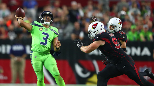 Oct 1, 2017; Seattle, WA, USA; Seattle Seahawks quarterback Russell Wilson (3) shows a pass during the second half in a game agains the Indianapolis Colts at CenturyLink Field. The Seahawks won 46-18. Photo Credit: Troy Wayrynen-USA TODAY Sports