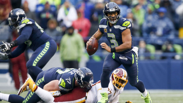 Nov 5, 2017; Seattle, WA, USA; Seattle Seahawks quarterback Russell Wilson (3) scrambles against the Washington Redskins during the third quarter at CenturyLink Field. Photo Credit: Joe Nicholson-USA TODAY Sports