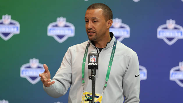 Mar 1, 2017; Indianapolis, IN, USA; Cleveland Browns executive vice president of football operations Sashi Brown speaks to the media during the 2017 NFL Combine at the Indiana Convention Center. Photo Credit: Brian Spurlock-USA TODAY Sports