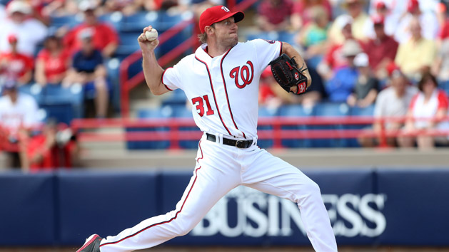 Mar 13, 2016; Melbourne, FL, USA; Washington Nationals starting pitcher Max Scherzer (31) throws a pitch in the first inning against the St. Louis Cardinals at Space Coast Stadium. Mandatory Credit: Logan Bowles-USA TODAY Sports