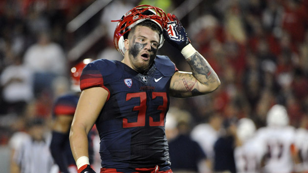 Sep 3, 2015; Tucson, AZ, USA; Arizona Wildcats linebacker Scooby Wright III (33) on the field during the first quarter against the Texas-San Antonio Roadrunners at Arizona Stadium. (Casey Sapio-USA TODAY Sports)