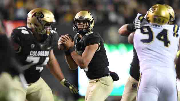 Nov 3, 2016; Boulder, CO, USA; Colorado Buffaloes quarterback Sefo Liufau (13) prepares to pass in the fourth quarter against the UCLA Bruins at Folsom Field. The Buffaloes defeated the Bruins 20-10. Photo Credit: Ron Chenoy-USA TODAY Sports