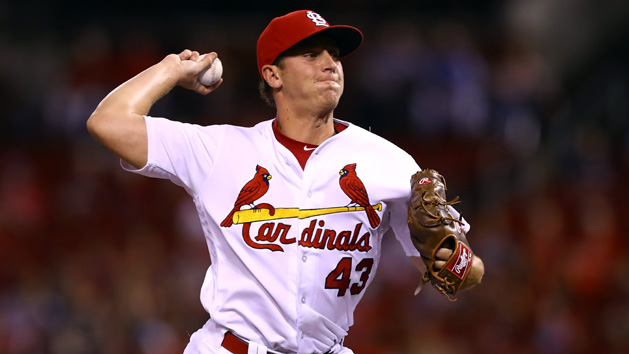 Jun 29, 2016; St. Louis, MO, USA; St. Louis Cardinals relief pitcher Seth Maness (43) throws during the twelfth inning against the Kansas City Royals at Busch Stadium. The Royals won the game 3-2 in 12 innings. Photo Credit: Billy Hurst-USA TODAY Sports