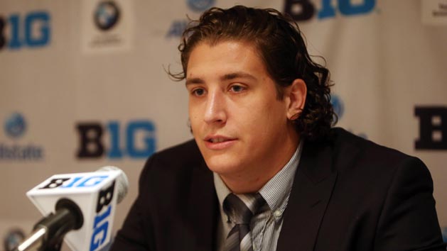 Jul 28, 2014; Chicago, IL, USA; Illinois Fighting Illini offensive tackle Simon Cvijanovic addresses the media during the Big Ten football media day at Hilton Chicago. Mandatory Credit: Jerry Lai-USA TODAY Sports