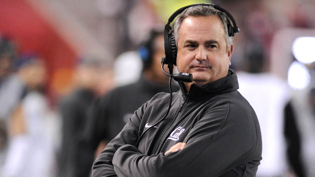 Nov 12, 2016; Pullman, WA, USA; California Golden Bears head coach Sonny Dykes looks on against the Washington State Cougars during the first half at Martin Stadium. Photo Credit: James Snook-USA TODAY Sports