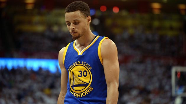 May 24, 2016; Oklahoma City, OK, USA; Golden State Warriors guard Stephen Curry (30) reacts after a play against the Oklahoma City Thunder during the third quarter in game four of the Western conference finals of the NBA Playoffs at Chesapeake Energy Arena. Mandatory Credit: Mark D. Smith-USA TODAY Sports
