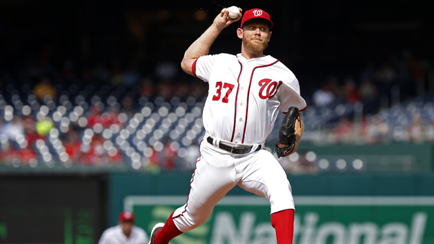 Aug 14, 2019; Washington, DC, USA; Washington Nationals starting pitcher Stephen Strasburg (37) pitches against the Cincinnati Reds in the first inning at Nationals Park. Photo Credit: Geoff Burke-USA TODAY Sports