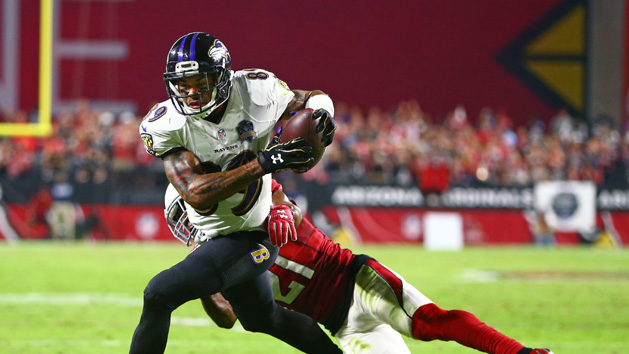 Oct 26, 2015; Glendale, AZ, USA; Baltimore Ravens wide receiver Steve Smith Sr. (89) against the Arizona Cardinals at University of Phoenix Stadium. The Cardinals defeated the Ravens 26-18. Photo Credit: Mark J. Rebilas-USA TODAY Sports