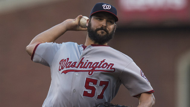 Jul 28, 2016; San Francisco, CA, USA; Washington Nationals starting pitcher Tanner Roark (57) throws a pitch during the first inning against the San Francisco Giants at AT&T Park. Photo Credit: Kenny Karst-USA TODAY Sports