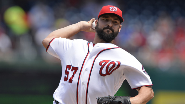 Aug 7, 2016; Washington, DC, USA; Washington Nationals starting pitcher Tanner Roark (57) pitches during the first inning against the San Francisco Giants at Nationals Park. Photo Credit: Tommy Gilligan-USA TODAY Sports