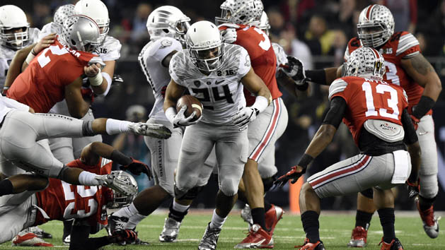 The loss of Thomas Tyner (24) is a big blow to Oregon. Tommy Gilligan-USA TODAY Sports
