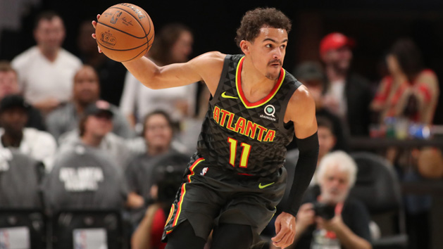 Oct 27, 2018; Atlanta, GA, USA; Atlanta Hawks guard Trae Young (11) dribbles down court in the second quarter against the Chicago Bulls at State Farm Arena. Photo Credit: Jason Getz-USA TODAY Sports