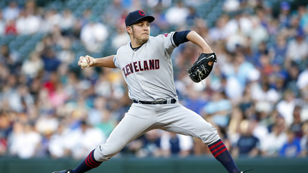 Jun 6, 2016; Seattle, WA, USA; Cleveland Indians relief pitcher Trevor Bauer (47) throws against the Seattle Mariners during the second inning at Safeco Field. Photo Credit: Joe Nicholson-USA TODAY Sports
