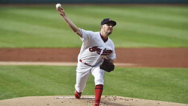 May 30, 2017; Cleveland, OH, USA; Cleveland Indians starting pitcher Trevor Bauer (47) throws a pitch during the first inning against the Oakland Athletics at Progressive Field. Photo Credit: Ken Blaze-USA TODAY Sports
