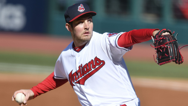 Apr 7, 2018; Cleveland, OH, USA; Cleveland Indians starting pitcher Trevor Bauer (47) delivers in the second inning against the Kansas City Royals at Progressive Field. Photo Credit: David Richard-USA TODAY Sports