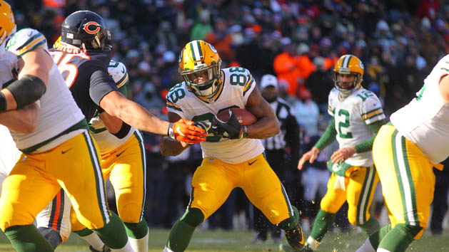 Dec 18, 2016; Chicago, IL, USA; Green Bay Packers running back Ty Montgomery (88) runs for a touchdown during the second half against the Chicago Bears at Soldier Field. Green Bay won 30-27. Photo Credit: Dennis Wierzbicki-USA TODAY Sports
