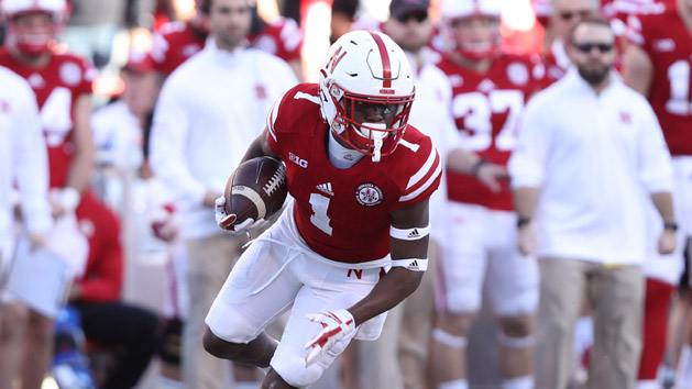 Tyjon Lindsey (1) in action for Nebraska. Photo Credit: Reese Strickland-USA TODAY Sports