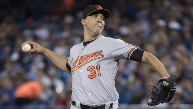 Sep 29, 2016; Toronto, Ontario, CAN; Baltimore Orioles starting pitcher Ubaldo Jimenez (31) throws a pitch during the first inning in a game against the Toronto Blue Jays at Rogers Centre. Photo Credit: Nick Turchiaro-USA TODAY Sports