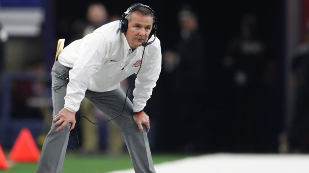 Apr 16, 2016; Columbus, OH, USA; Ohio State head coach Urban Meyer leads the Scarlet and Gray teams onto the field prior to the spring game at Ohio Stadium. Photo Credit: Aaron Doster-USA TODAY Sports