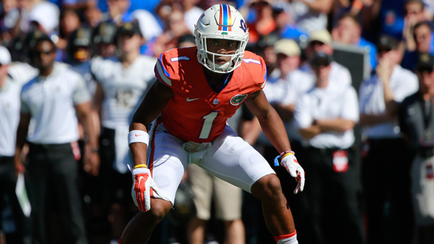 Nov 7, 2015; Gainesville, FL, USA; Florida Gators defensive back Vernon Hargreaves III (1) during the first quarter at Ben Hill Griffin Stadium. Mandatory Credit: Kim Klement-USA TODAY Sports