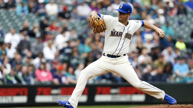 Wade LeBlanc (49) throws against the Detroit Tigers during the first inning at Safeco Field. Photo Credit: Joe Nicholson-USA TODAY Sports