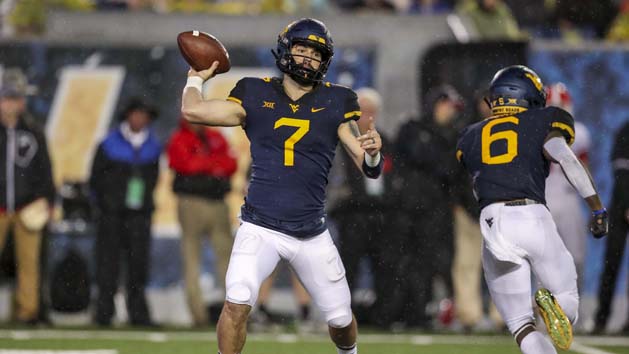 Sep 8, 2018; Morgantown, WV, USA; West Virginia Mountaineers quarterback Will Grier (7) throws a pass during the third quarter against the Youngstown State Penguins at Mountaineer Field at Milan Puskar Stadium. Photo Credit: Ben Queen-USA TODAY Sports