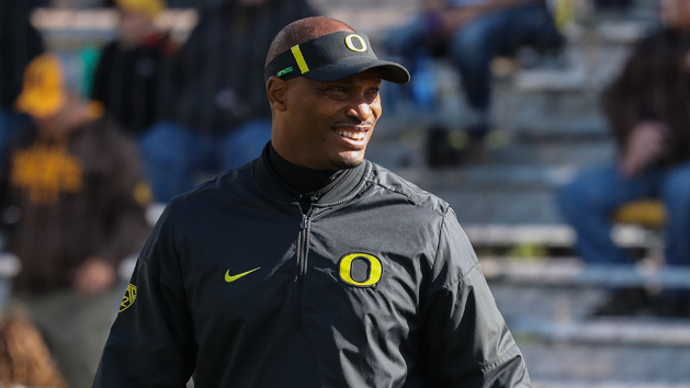 Sep 16, 2017; Laramie, WY, USA; Oregon Ducks head coach Willie Taggart looks on before a game against the Wyoming Cowboys at War Memorial Stadium. Photo Credit: Troy Babbitt-USA TODAY Sports