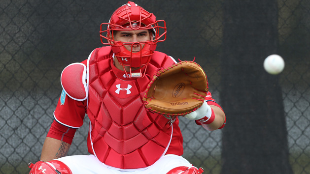 Feb 20, 2016; Viera, FL, USA; Washington Nationals catcher Wilson Ramos (40) works out at Space Coast Stadium. Mandatory Credit: Logan Bowles-USA TODAY Sports
