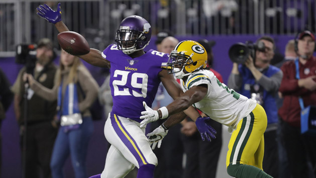 Nov 25, 2018; Minneapolis, MN, USA; Green Bay Packers wide receiver Davante Adams (17) can't make a catch against Minnesota Vikings cornerback Xavier Rhodes (29) at U.S. Bank Stadium. Photo Credit: Dan Powers via USA TODAY NETWORK