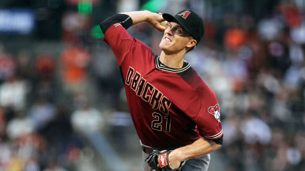 Apr 20, 2016; San Francisco, CA, USA; Arizona Diamondbacks starting pitcher Zack Greinke (21) throws to the San Francisco Giants in the first inning of their MLB baseball game at AT&T Park. Mandatory Credit: Lance Iversen-USA TODAY Sports