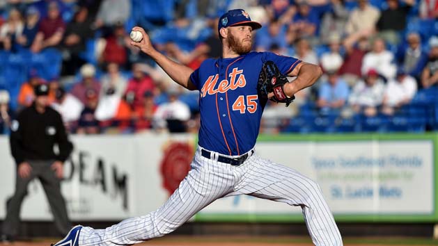 Mar 22, 2018; Port St. Lucie, FL, USA; New York Mets starting pitcher Zack Wheeler (45) delivers a pitch against the Washington Nationals during a spring training game at First Data Field. Photo Credit: Steve Mitchell-USA TODAY Sports