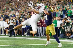 Aggies Take Down the Irish with Last-Minute Reception